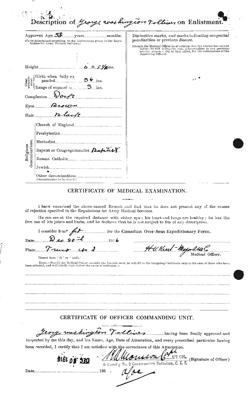 Dossiers du Personnel de la Première Guerre mondiale - CEC 643049b
