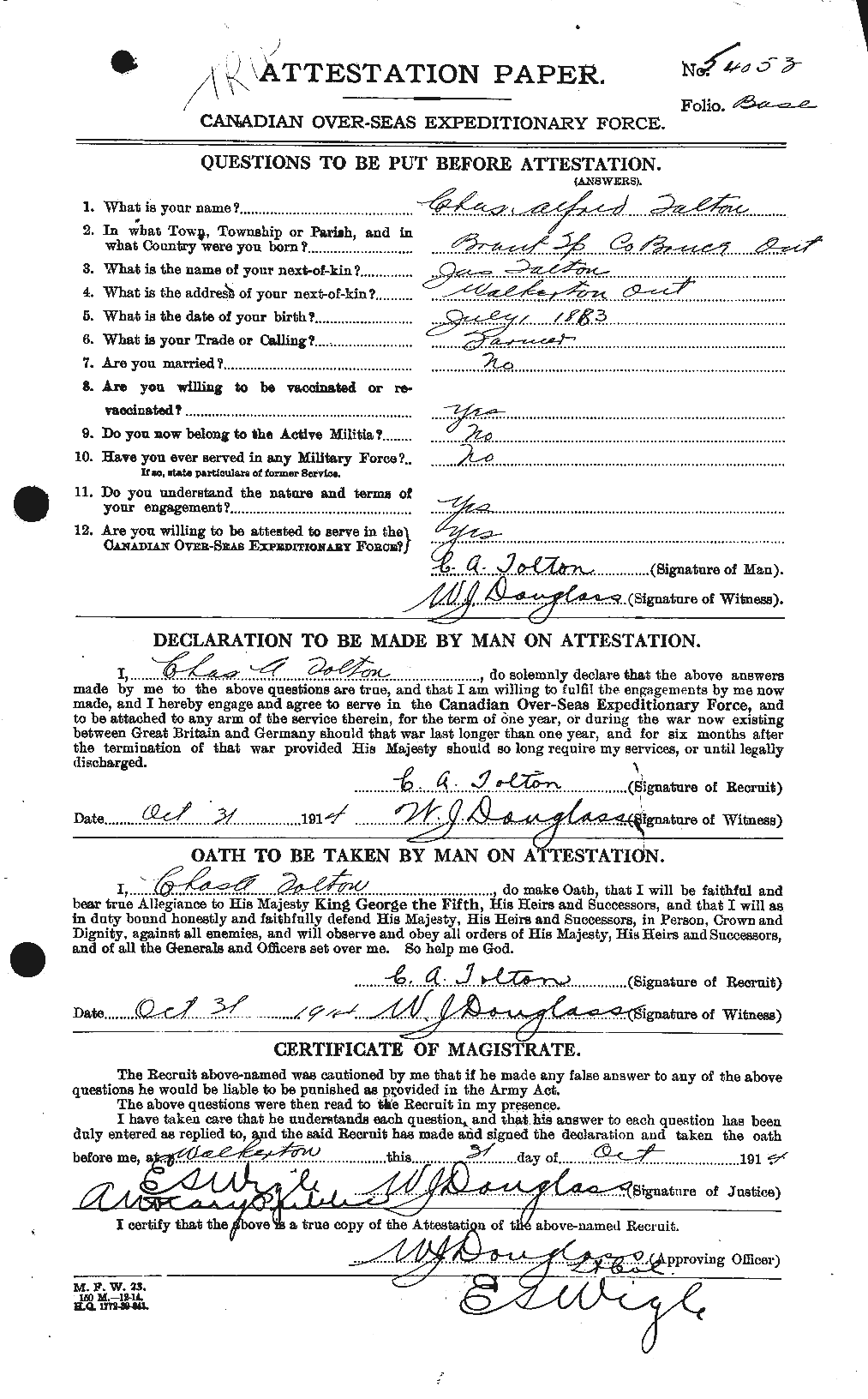 Personnel Records of the First World War - CEF 643090a