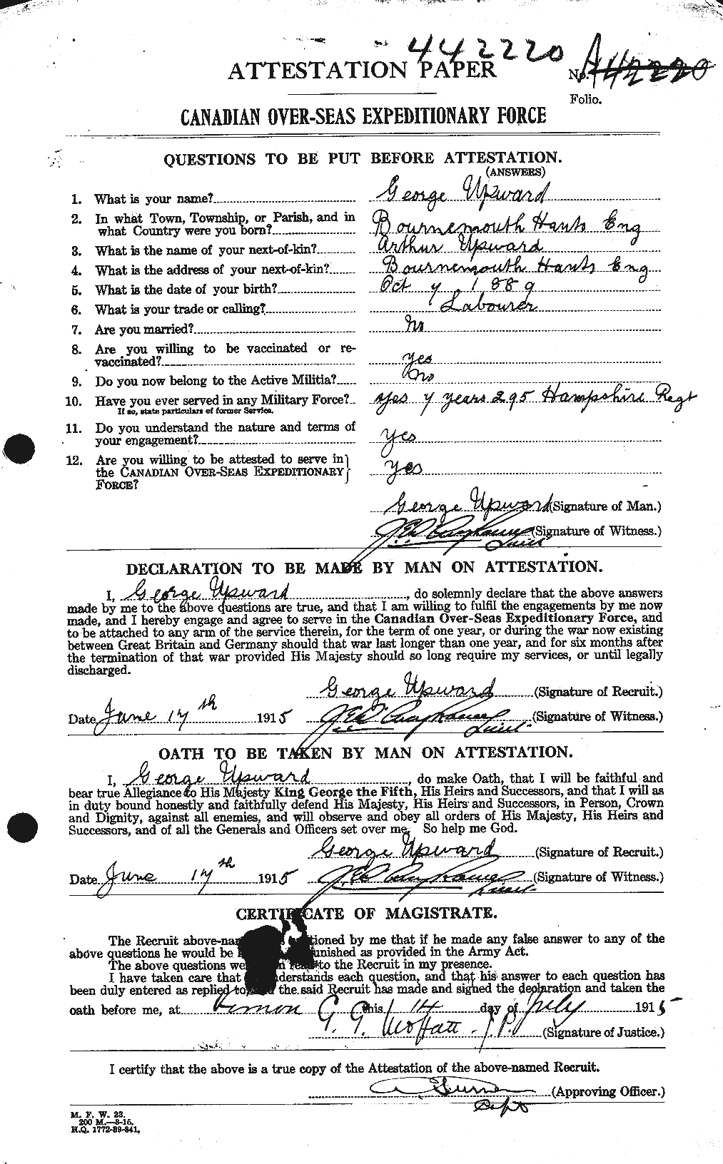 Personnel Records of the First World War - CEF 643197a
