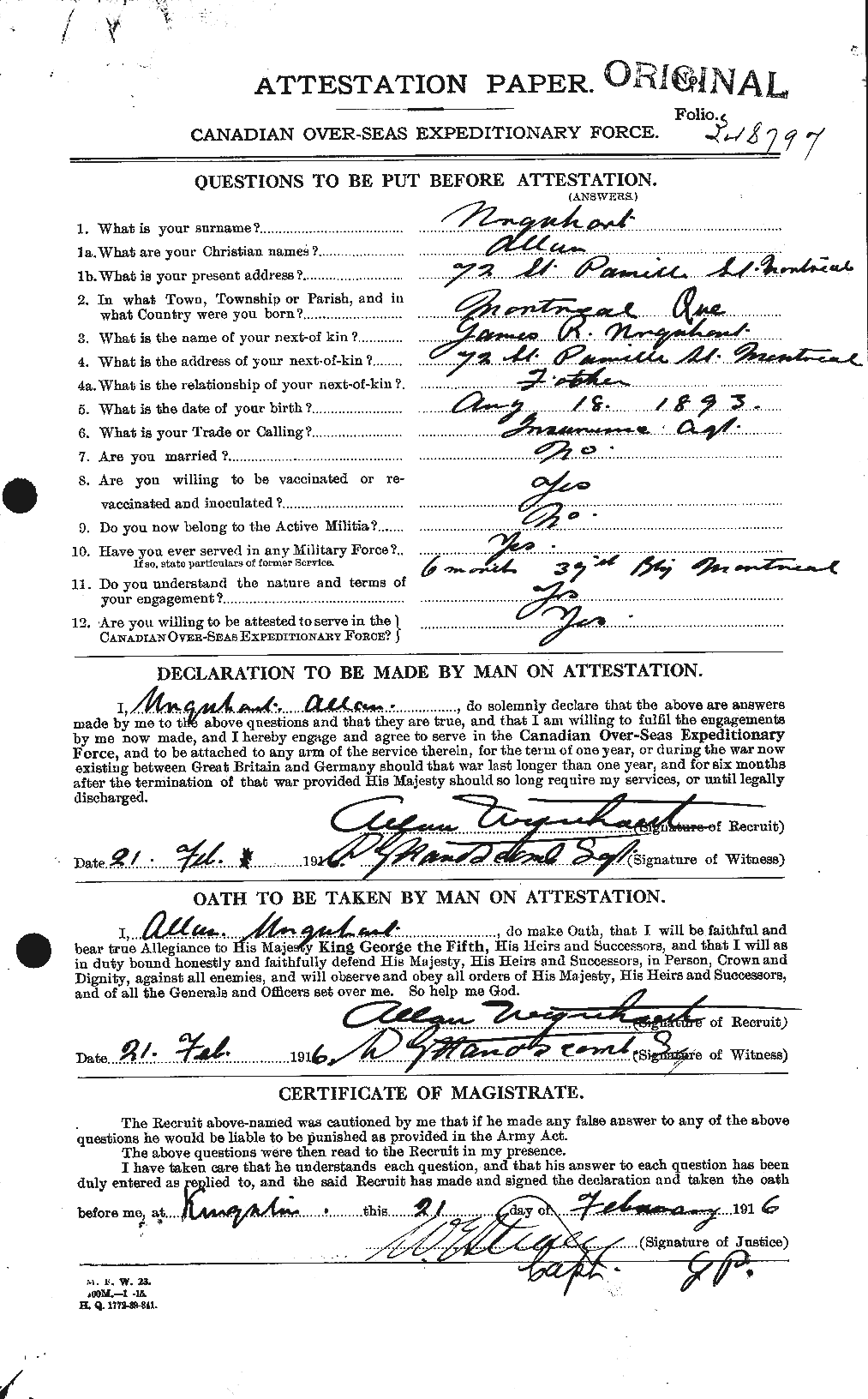 Personnel Records of the First World War - CEF 643293a