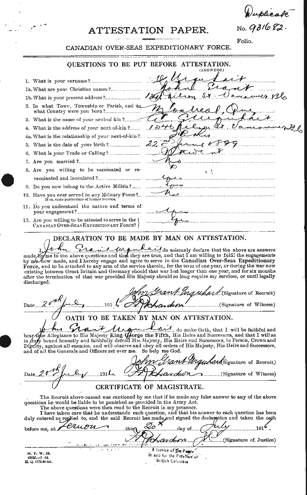 Personnel Records of the First World War - CEF 643375a