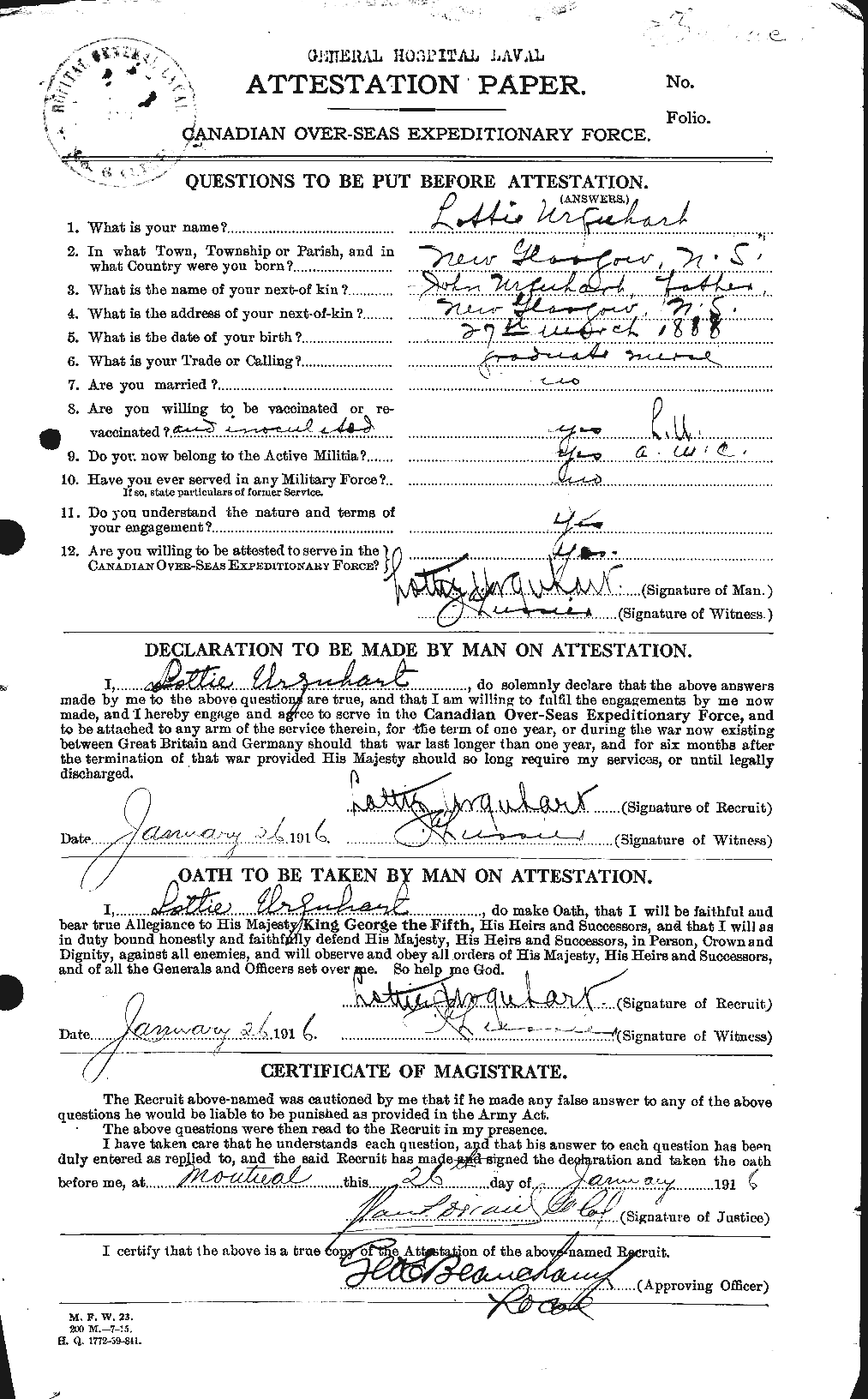 Personnel Records of the First World War - CEF 643392a