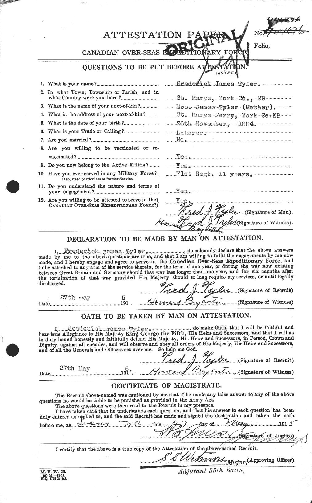 Personnel Records of the First World War - CEF 643710a