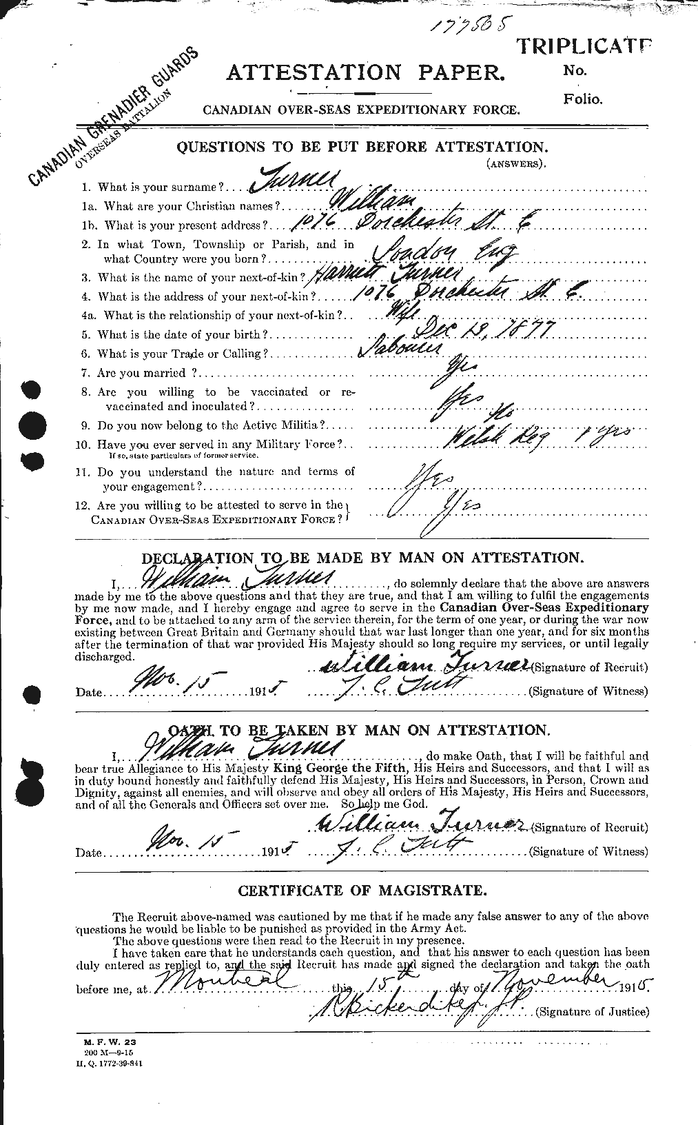 Personnel Records of the First World War - CEF 643996a