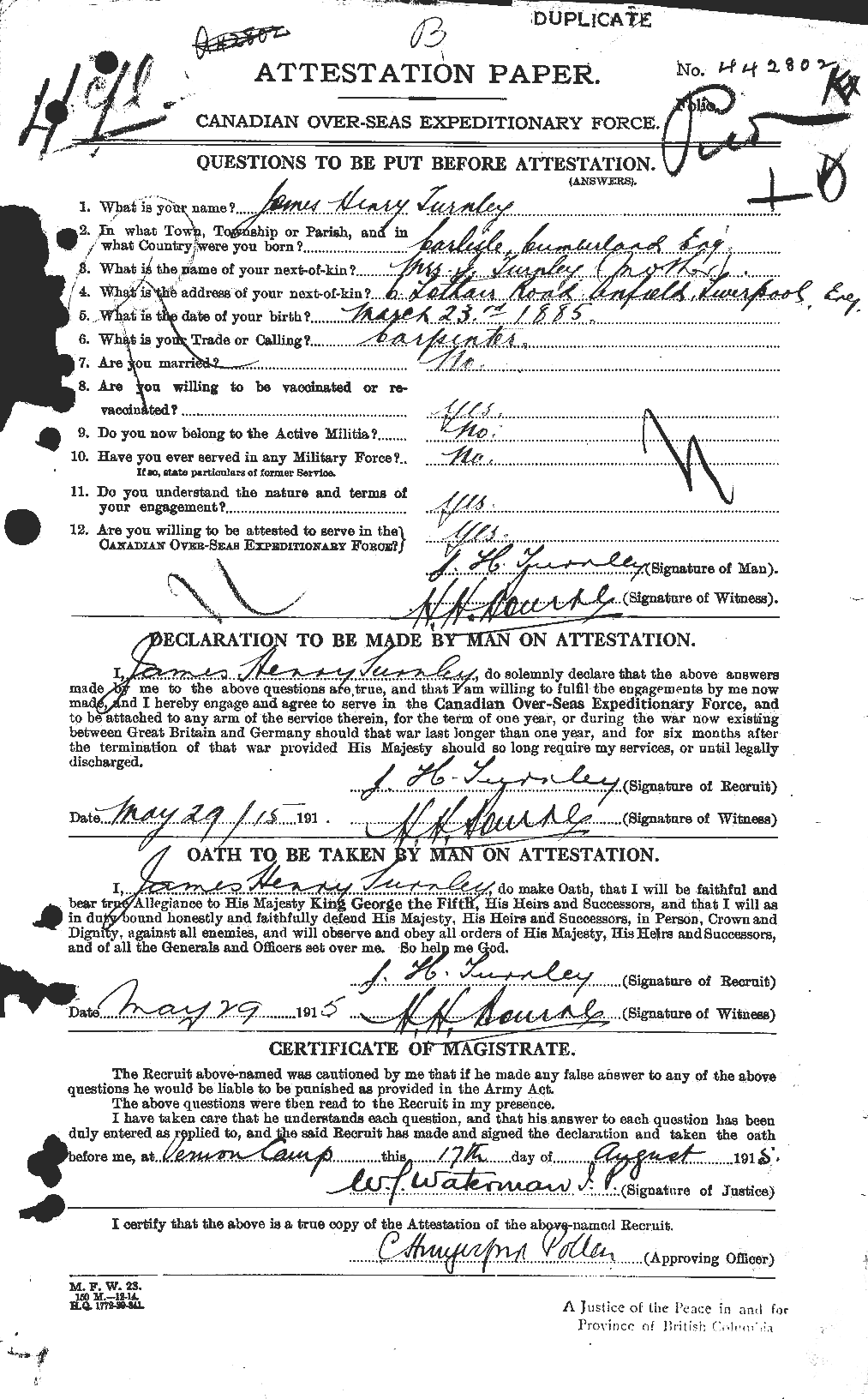 Personnel Records of the First World War - CEF 644097a