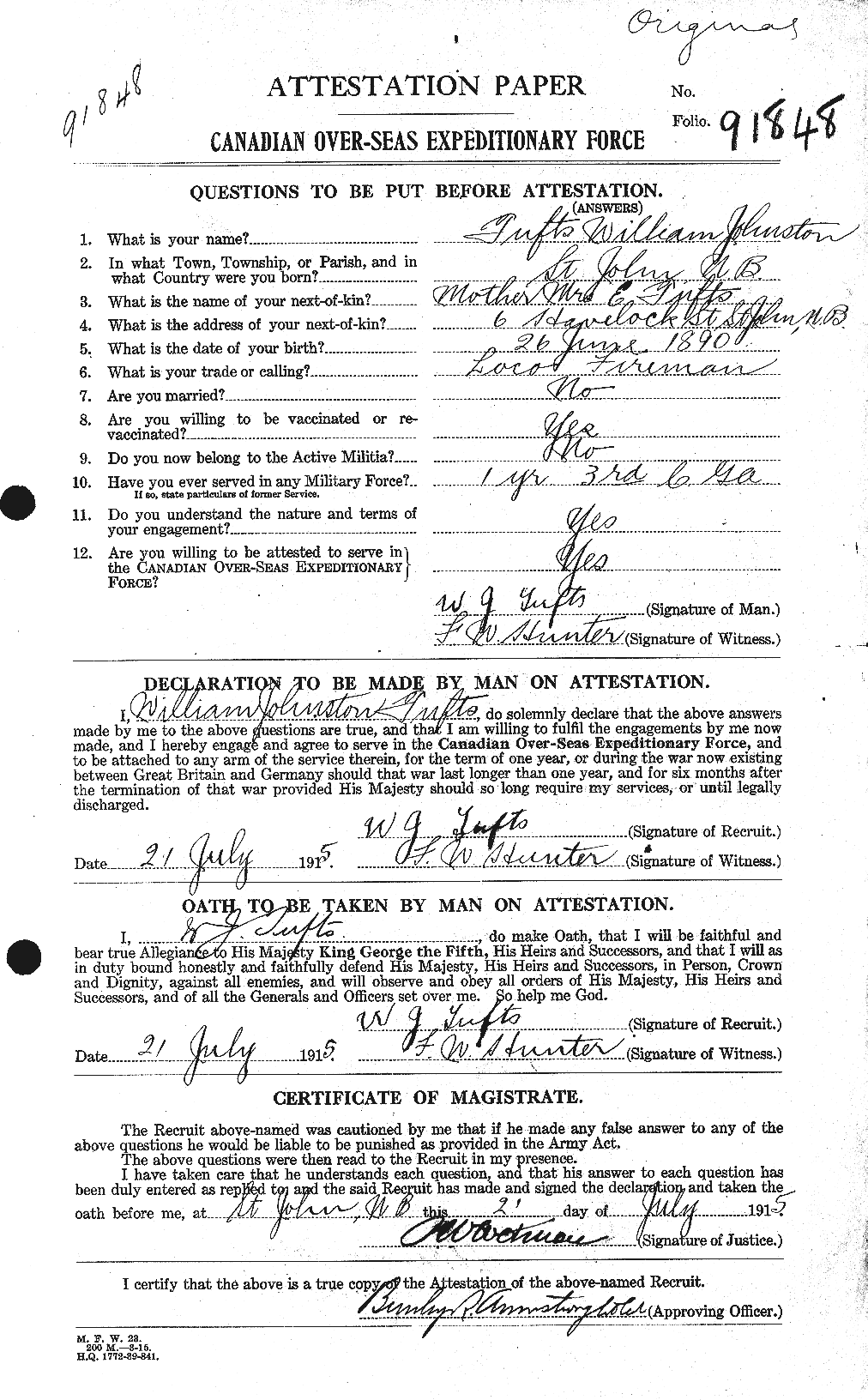 Personnel Records of the First World War - CEF 644254a