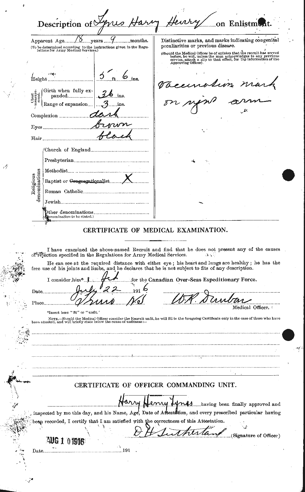 Dossiers du Personnel de la Première Guerre mondiale - CEC 644539b