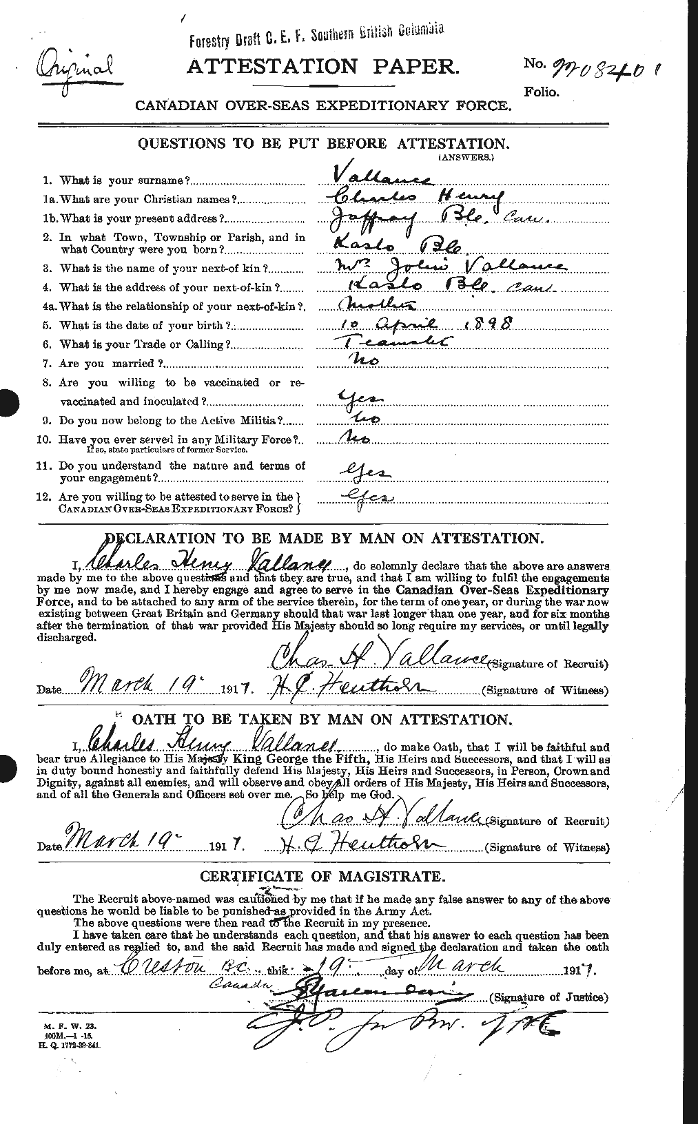 Personnel Records of the First World War - CEF 645112a