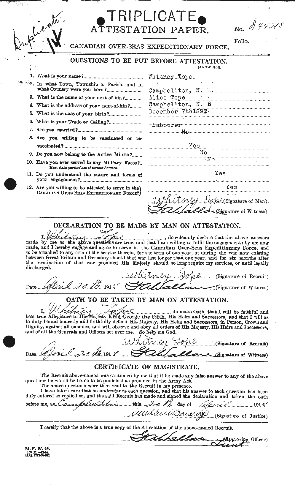 Personnel Records of the First World War - CEF 645749a