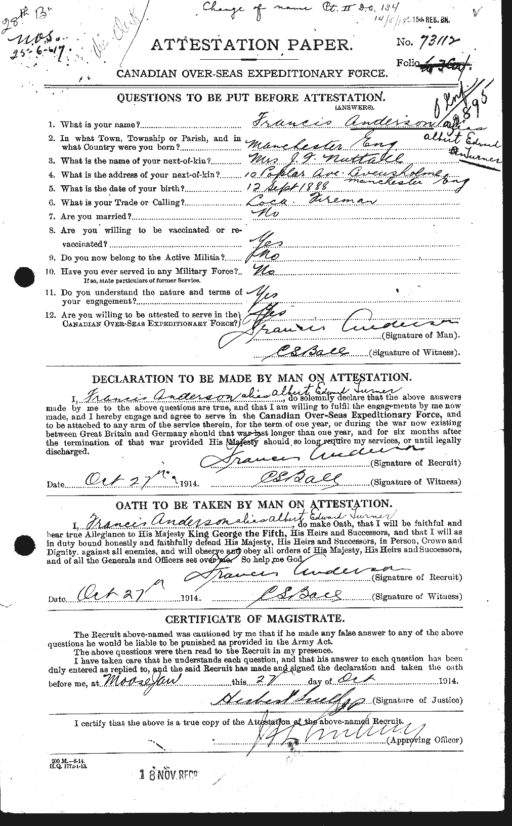 Personnel Records of the First World War - CEF 646215a