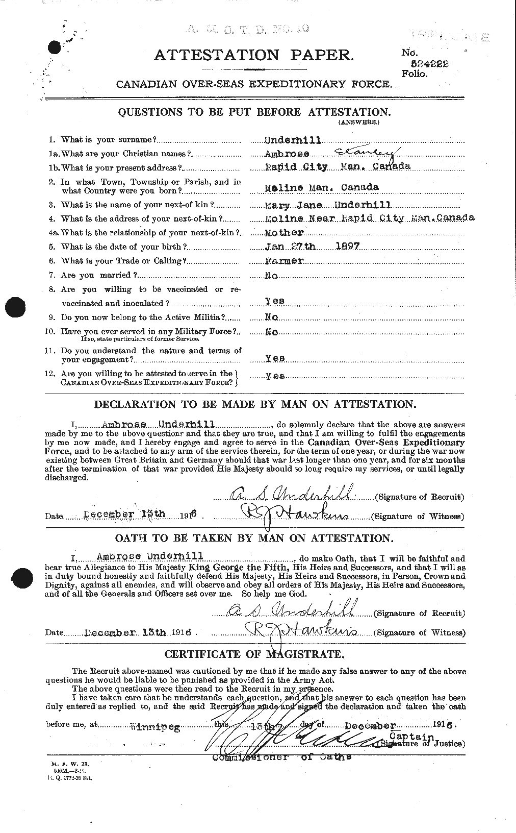 Personnel Records of the First World War - CEF 647073a