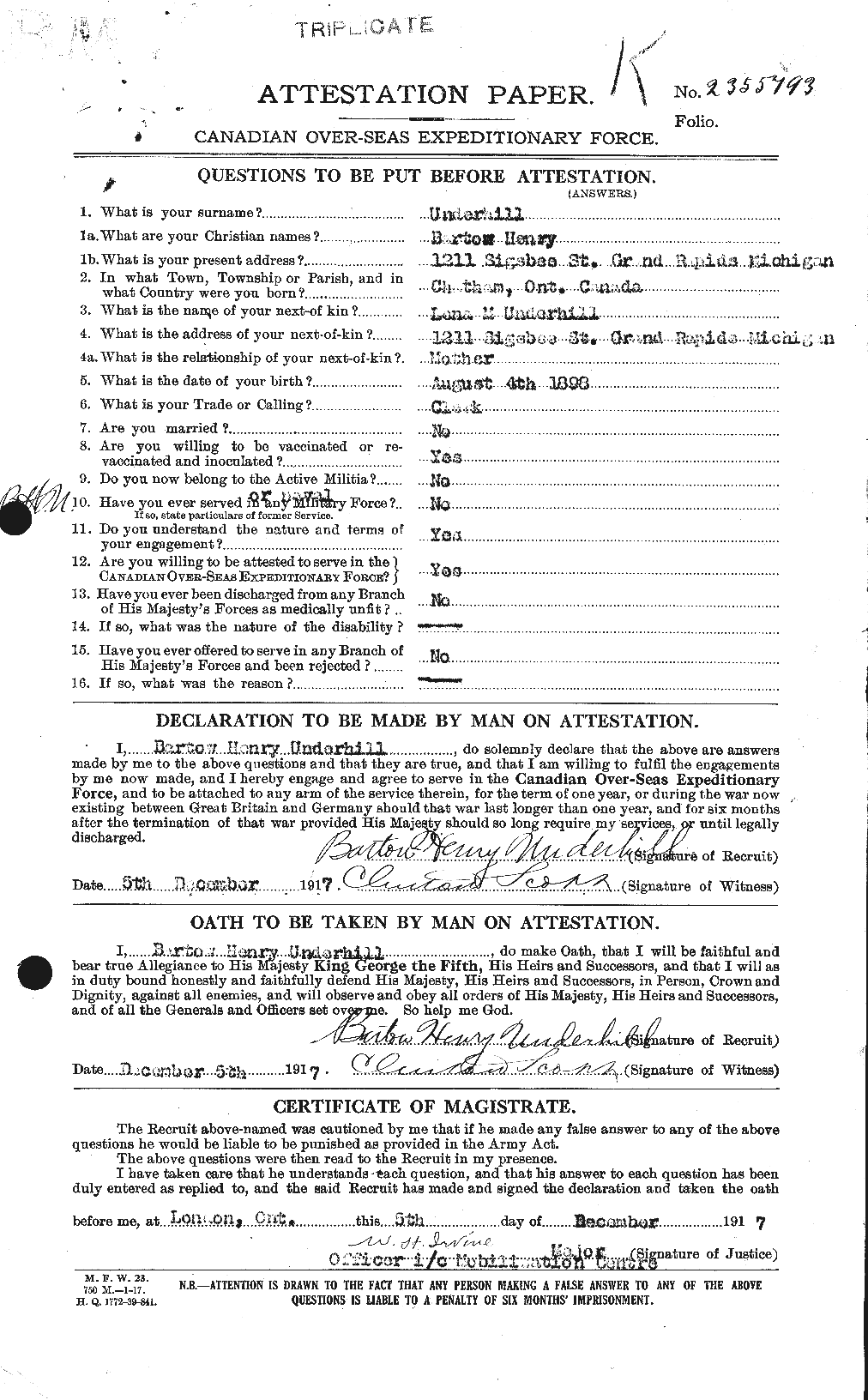 Personnel Records of the First World War - CEF 647075a
