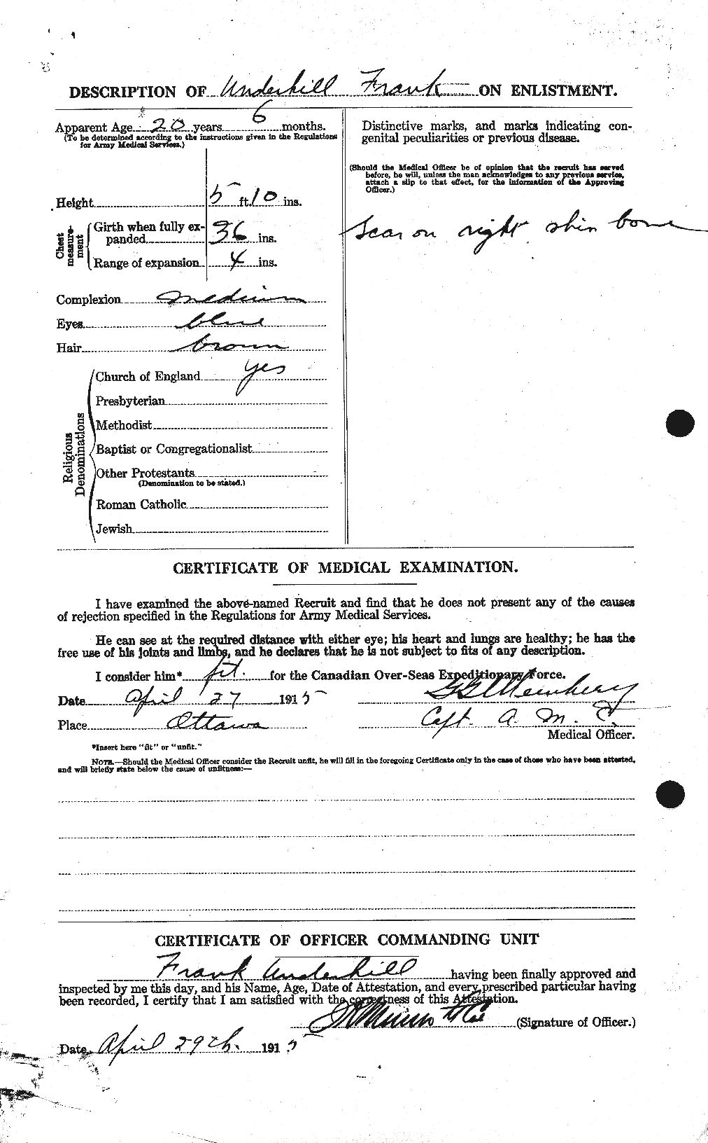 Dossiers du Personnel de la Première Guerre mondiale - CEC 647082b