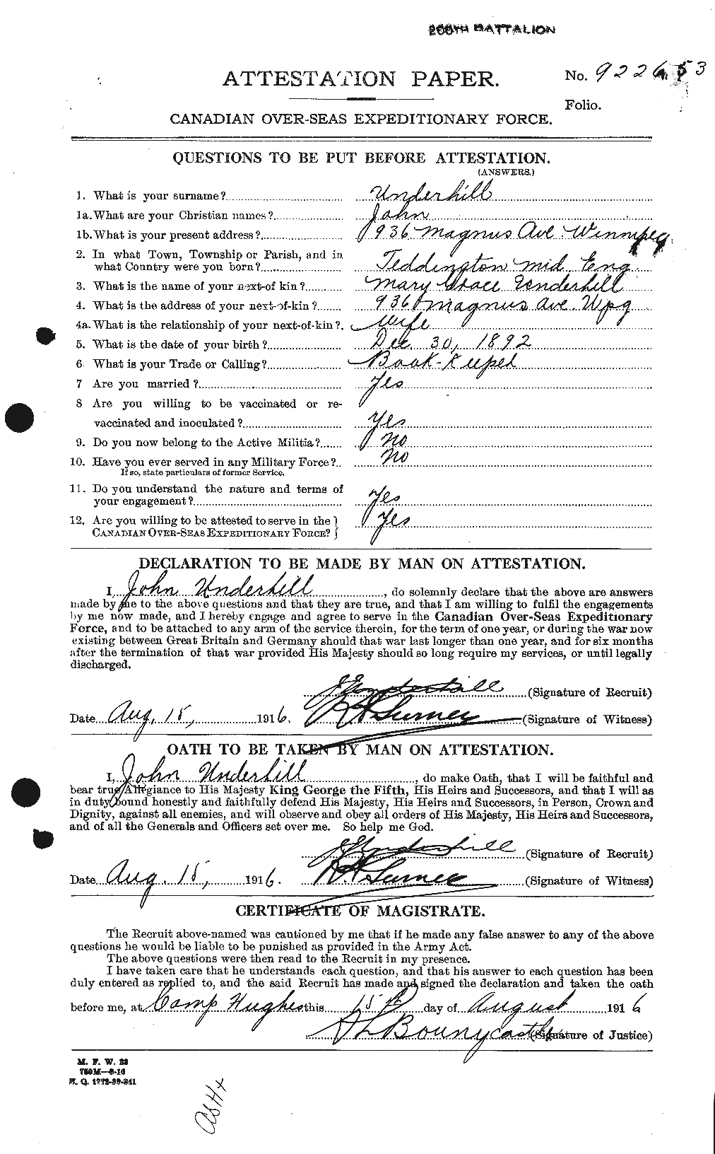 Personnel Records of the First World War - CEF 647105a
