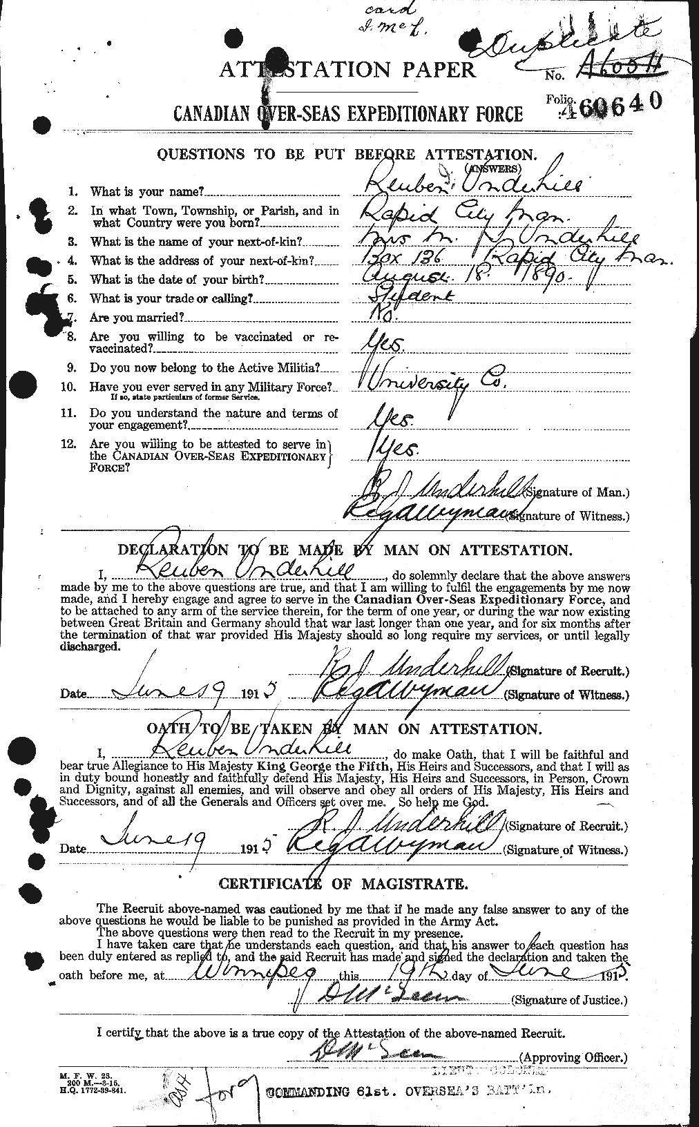 Personnel Records of the First World War - CEF 647111a