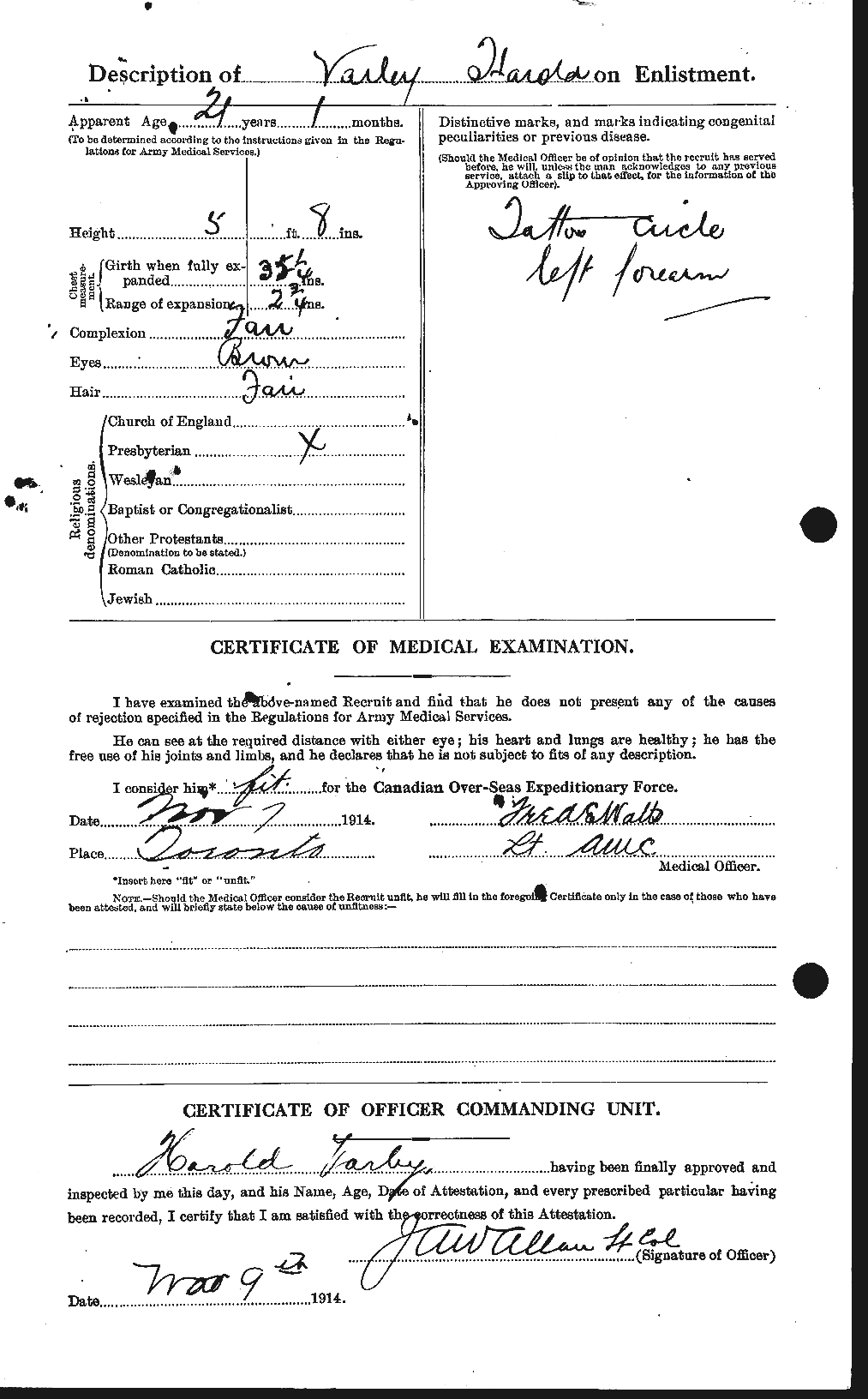 Dossiers du Personnel de la Première Guerre mondiale - CEC 647600b