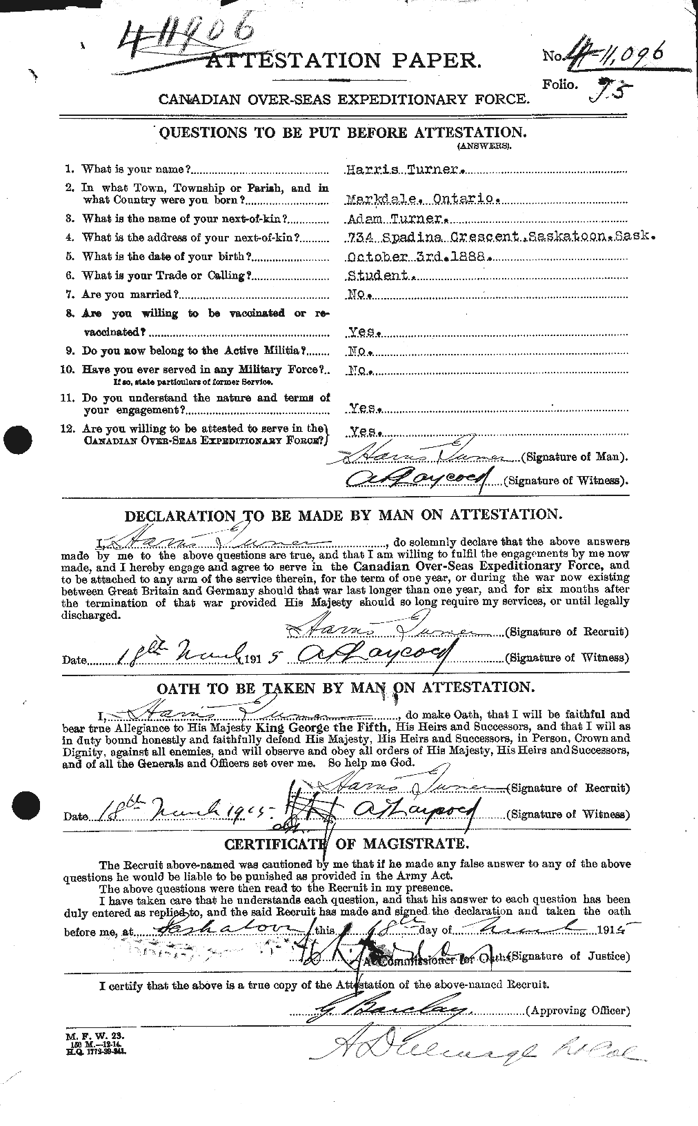 Personnel Records of the First World War - CEF 648572a