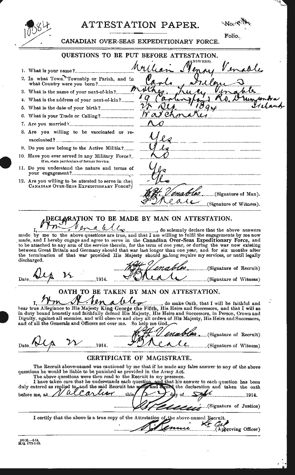 Personnel Records of the First World War - CEF 649240a