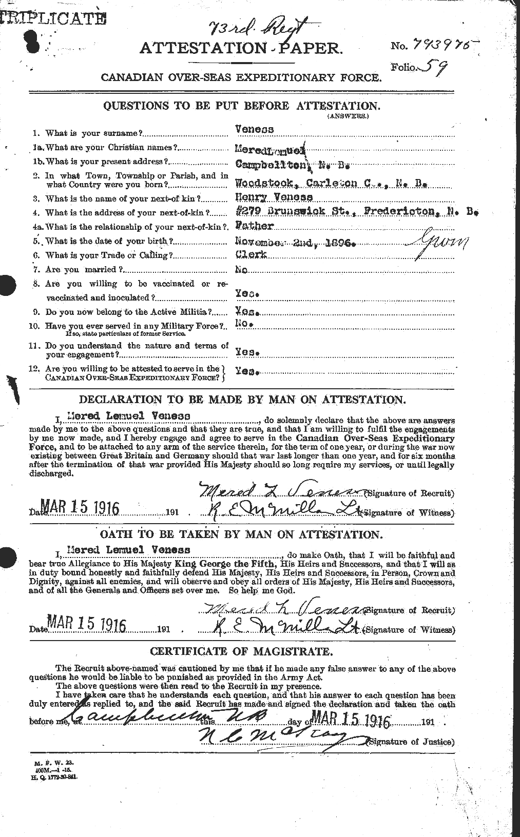 Personnel Records of the First World War - CEF 649271a