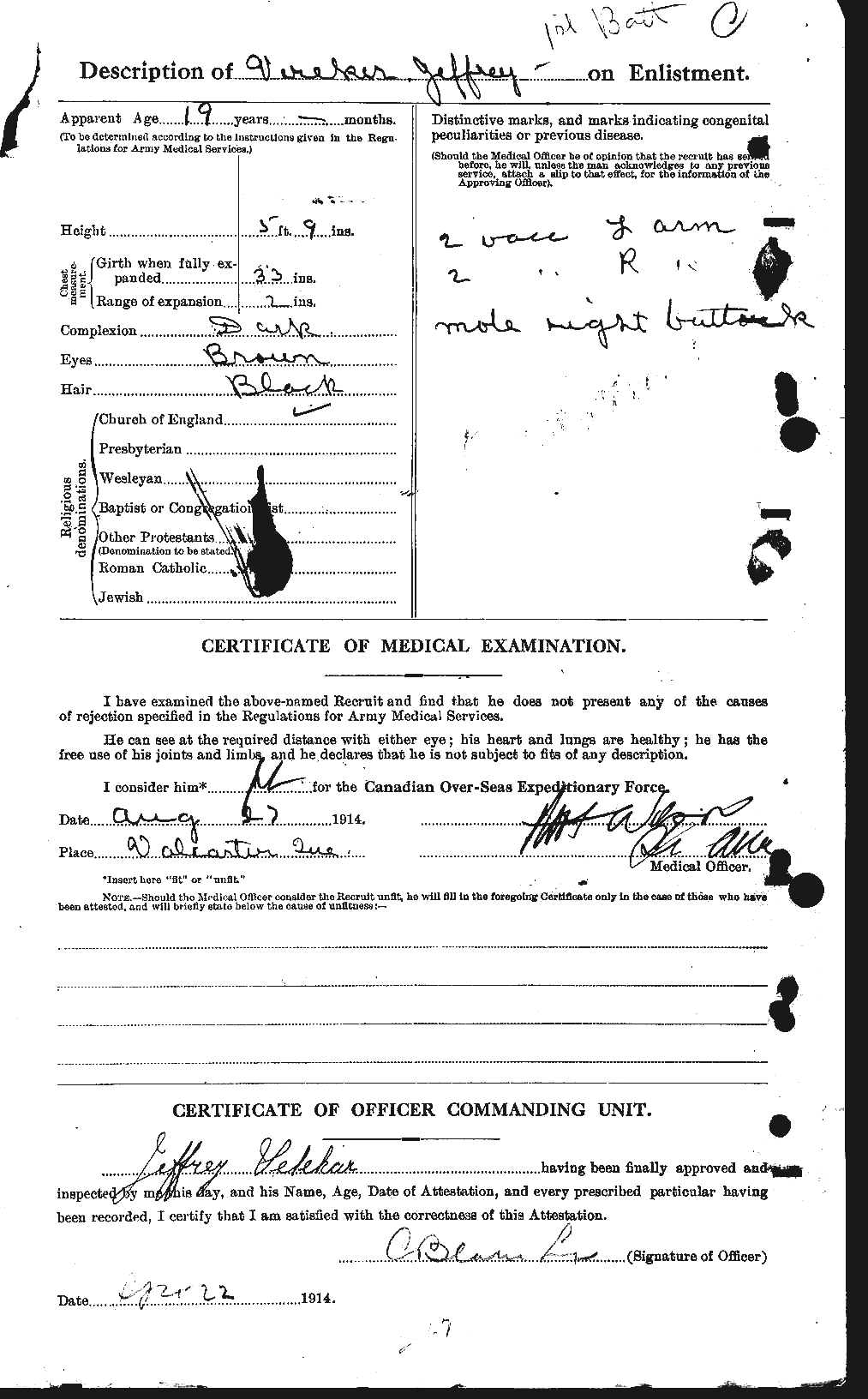 Dossiers du Personnel de la Première Guerre mondiale - CEC 649445b