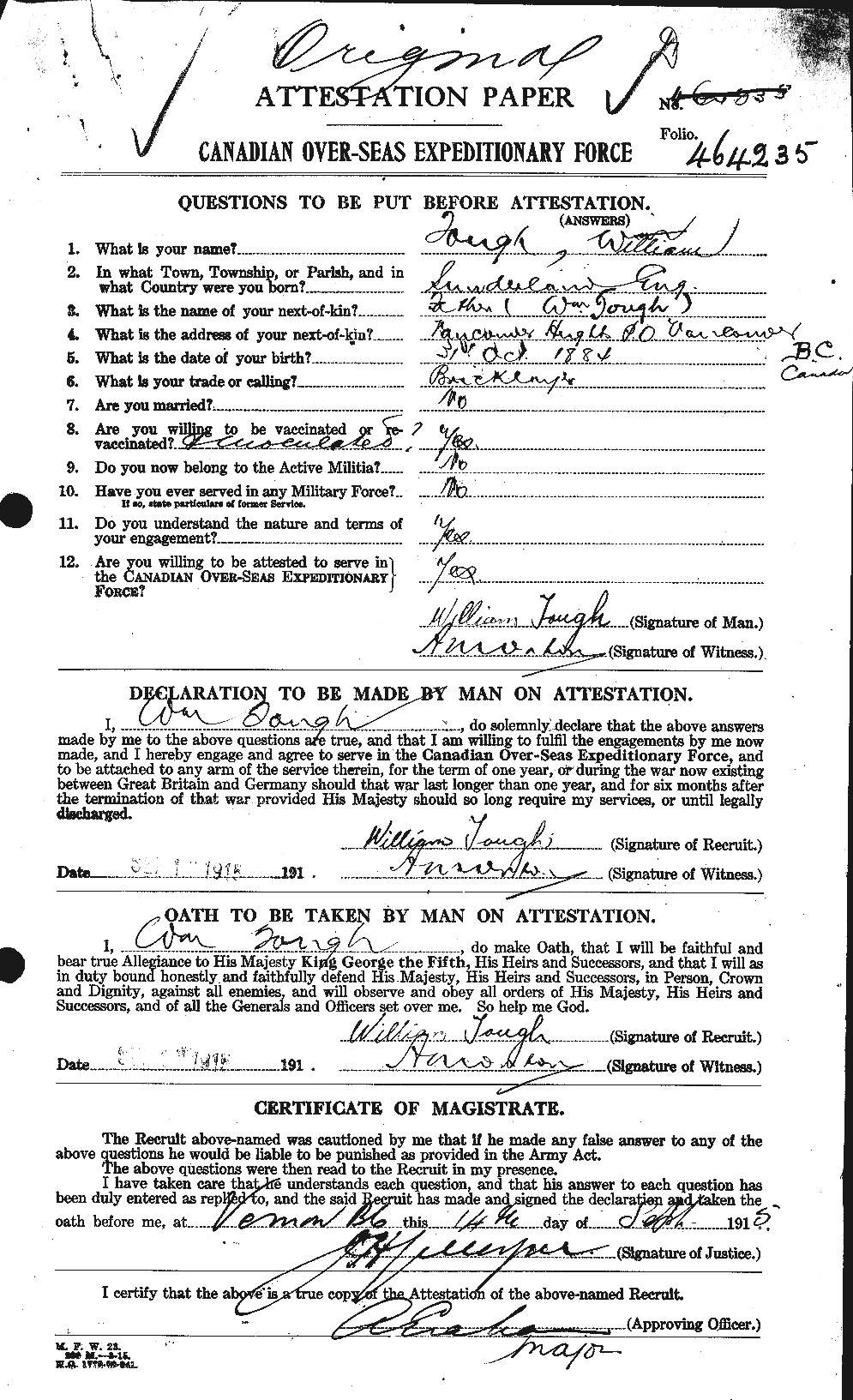 Personnel Records of the First World War - CEF 650166a