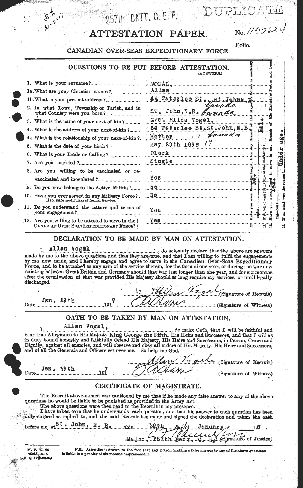 Personnel Records of the First World War - CEF 650575a