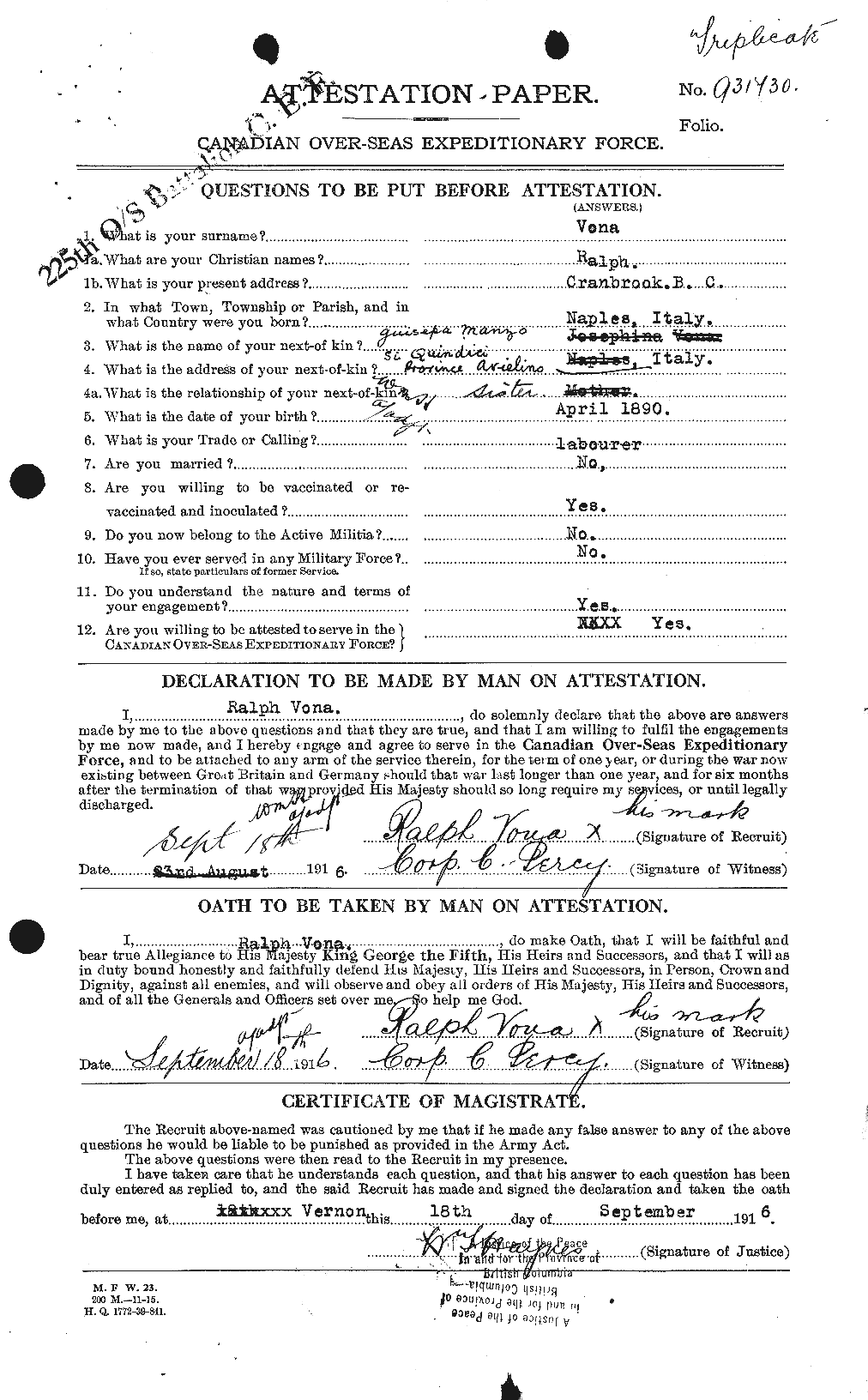 Personnel Records of the First World War - CEF 650749a
