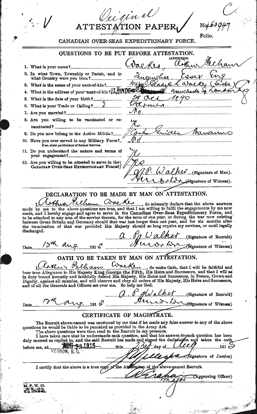 Personnel Records of the First World War - CEF 651114a