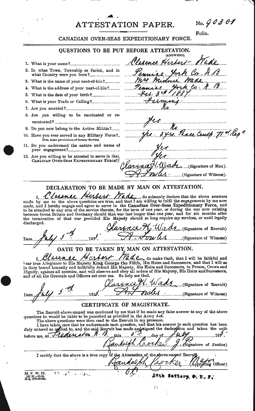 Personnel Records of the First World War - CEF 651191a