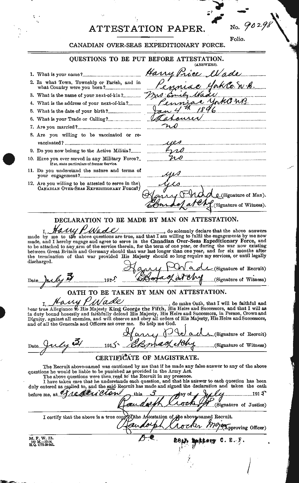 Personnel Records of the First World War - CEF 651228a
