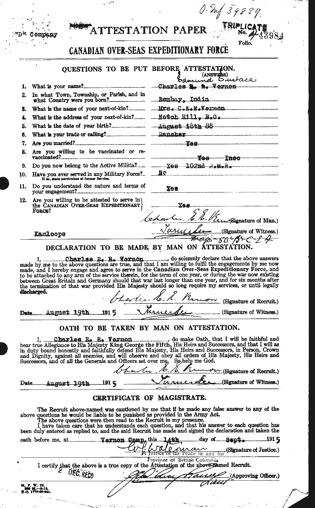 Personnel Records of the First World War - CEF 651601a