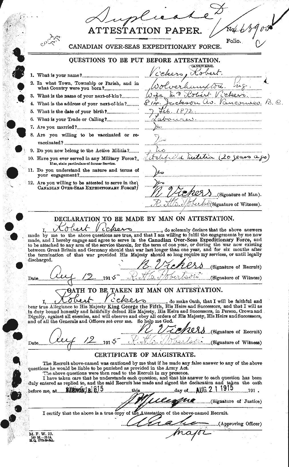 Personnel Records of the First World War - CEF 652226a