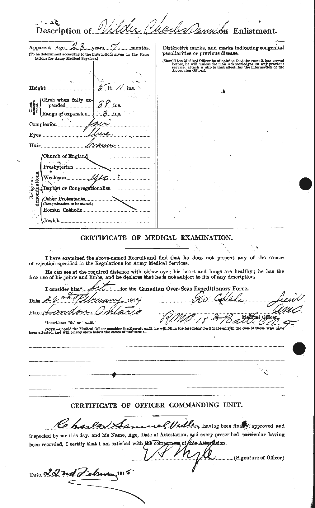 Dossiers du Personnel de la Première Guerre mondiale - CEC 652347b