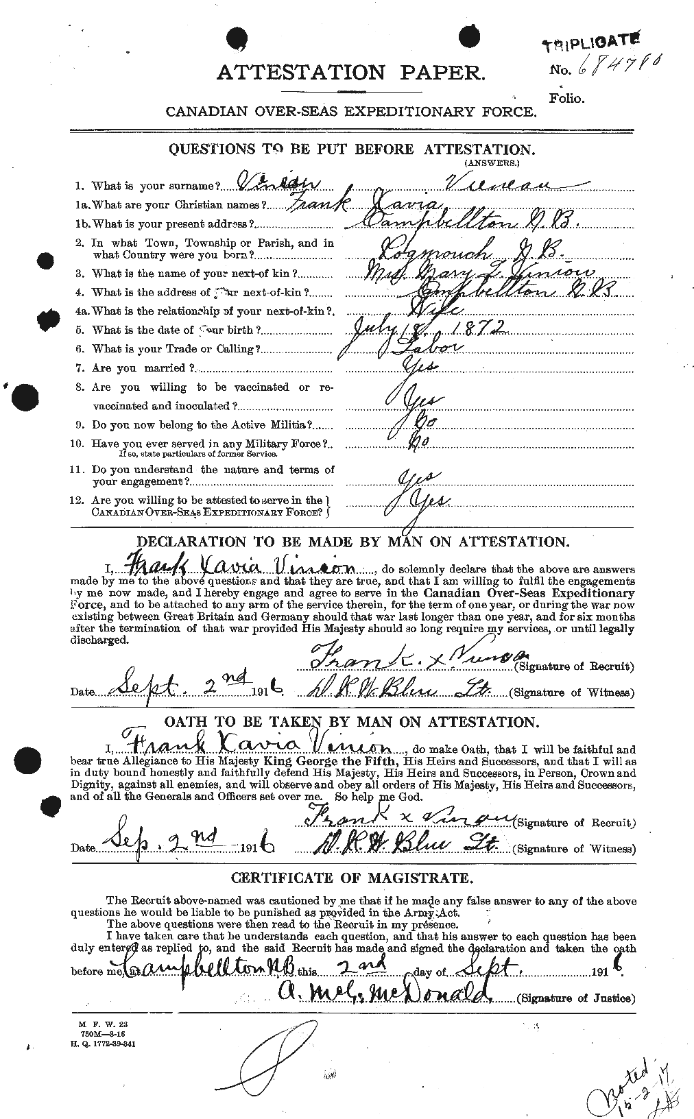Personnel Records of the First World War - CEF 652367a