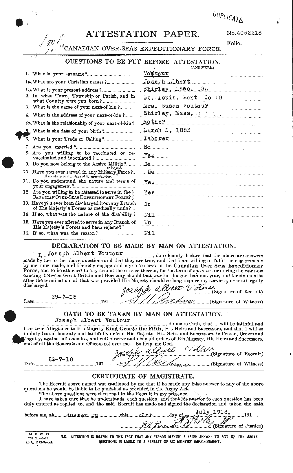 Personnel Records of the First World War - CEF 652436a