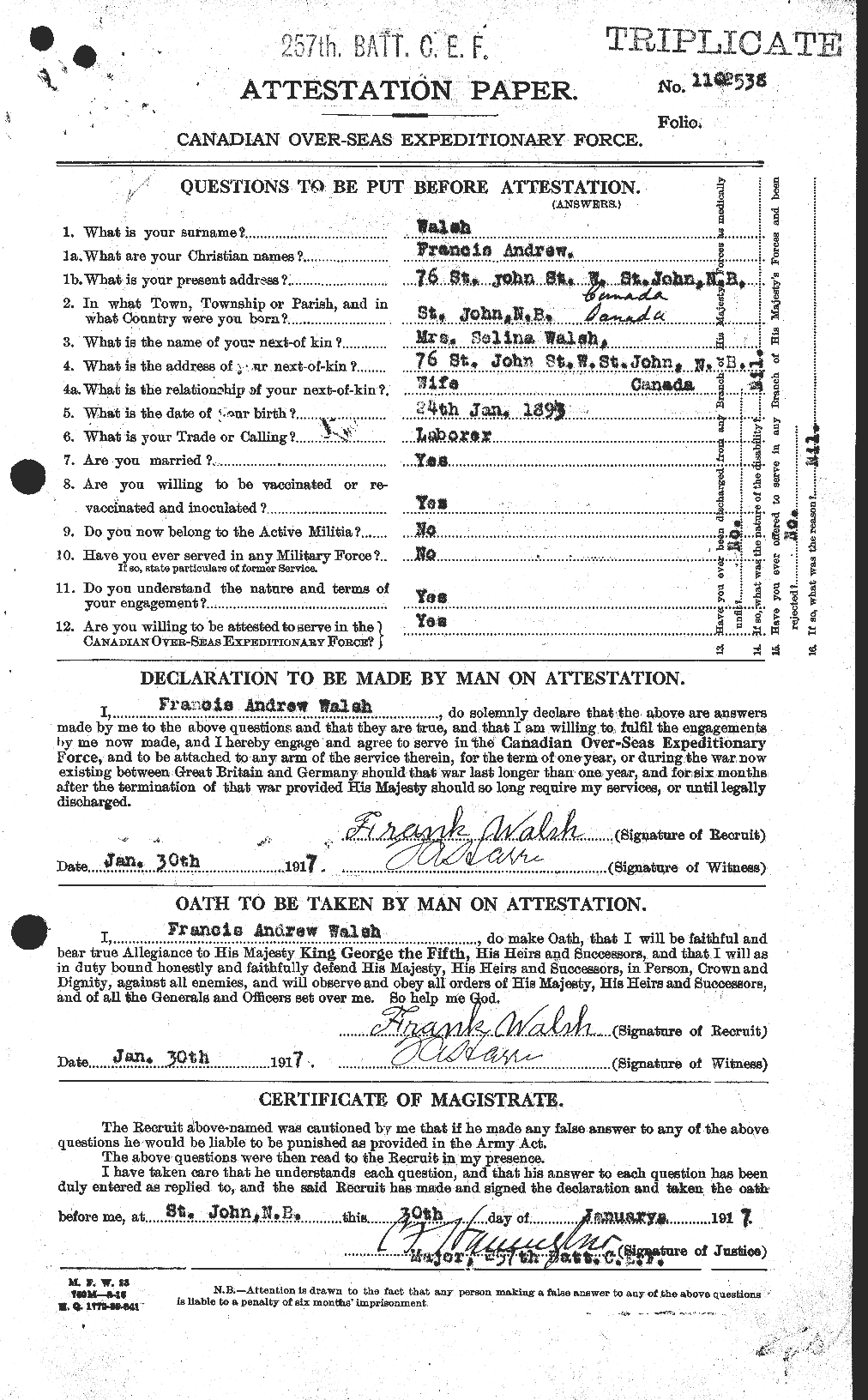 Personnel Records of the First World War - CEF 652750a