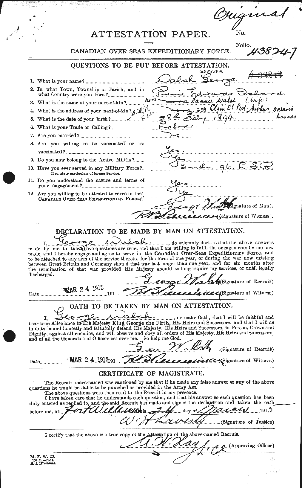 Personnel Records of the First World War - CEF 653218a