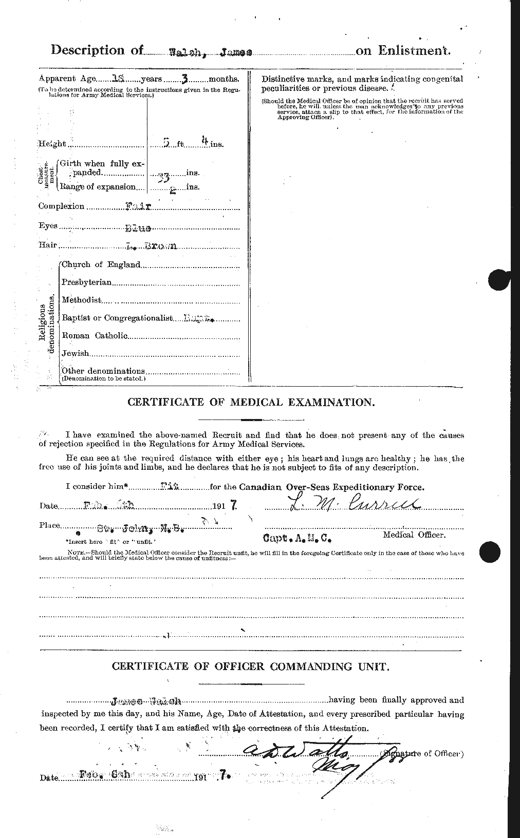 Dossiers du Personnel de la Première Guerre mondiale - CEC 653281b