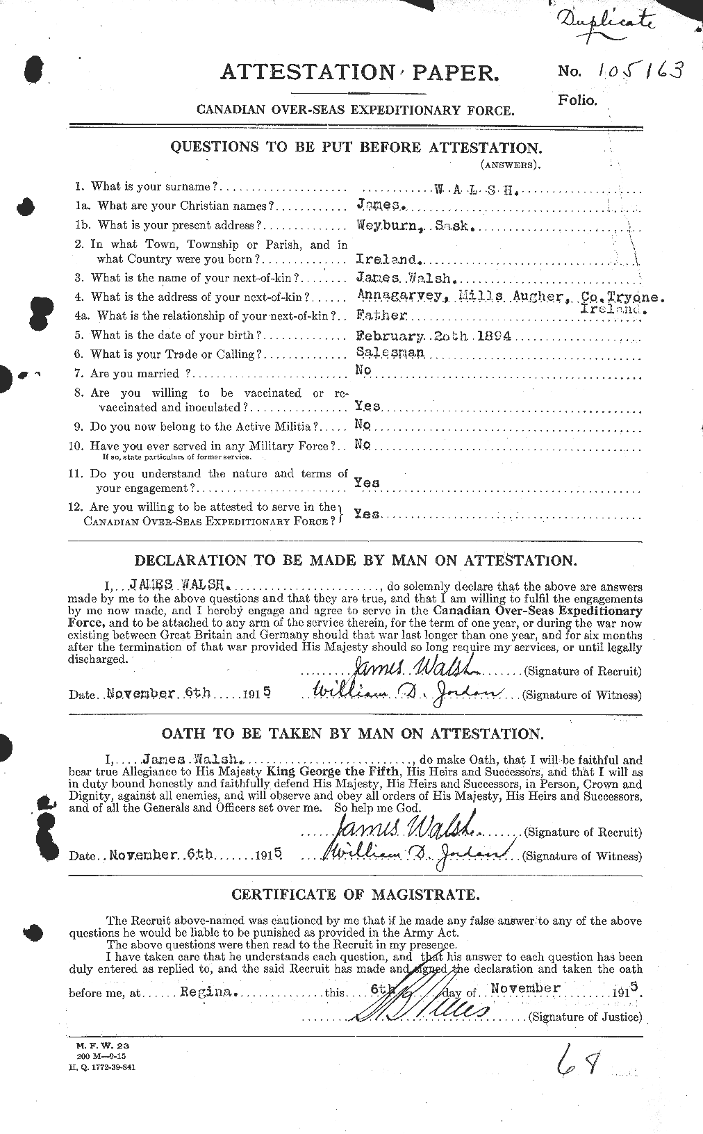 Personnel Records of the First World War - CEF 653289a