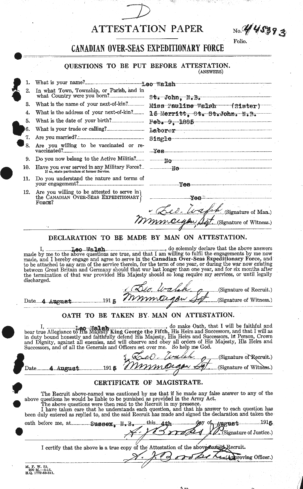 Personnel Records of the First World War - CEF 653410a