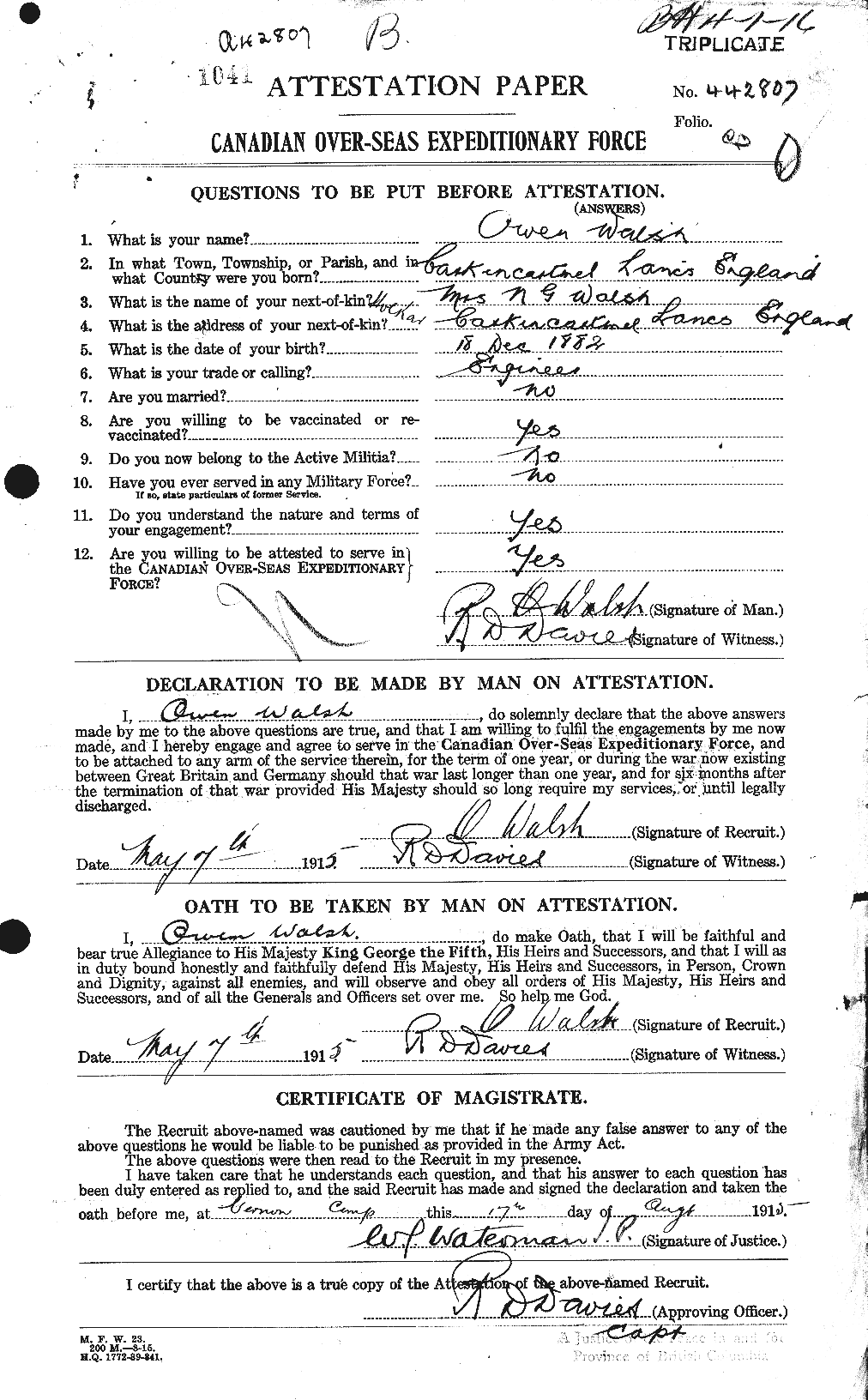 Personnel Records of the First World War - CEF 653454a