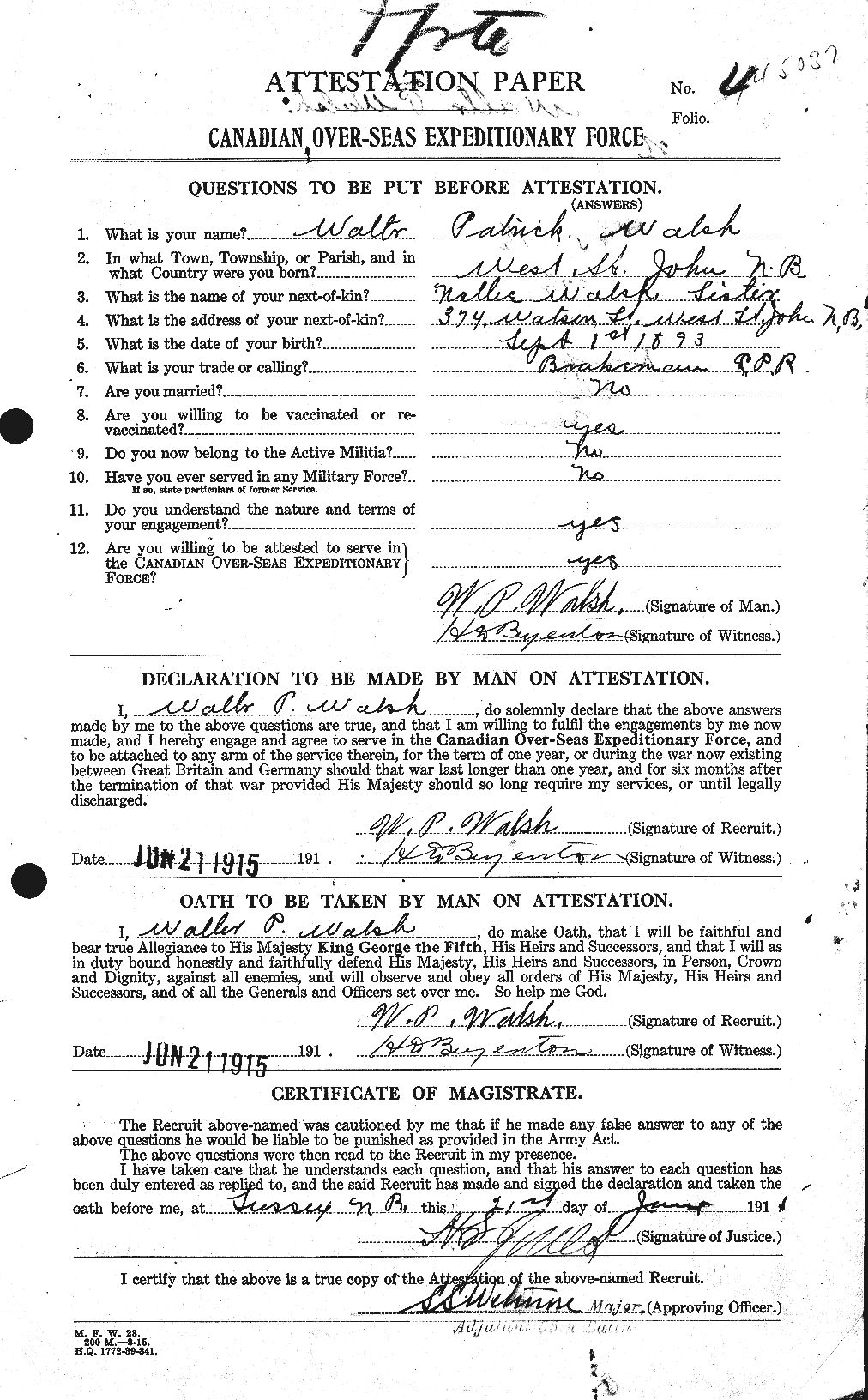 Personnel Records of the First World War - CEF 653564a