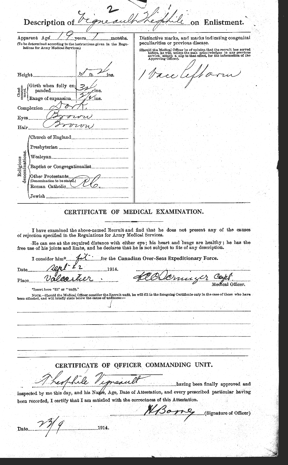 Dossiers du Personnel de la Première Guerre mondiale - CEC 653704b