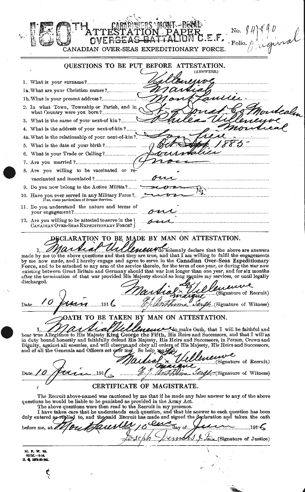 Personnel Records of the First World War - CEF 653864a