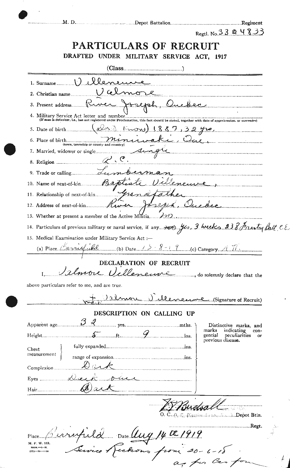Personnel Records of the First World War - CEF 653887a