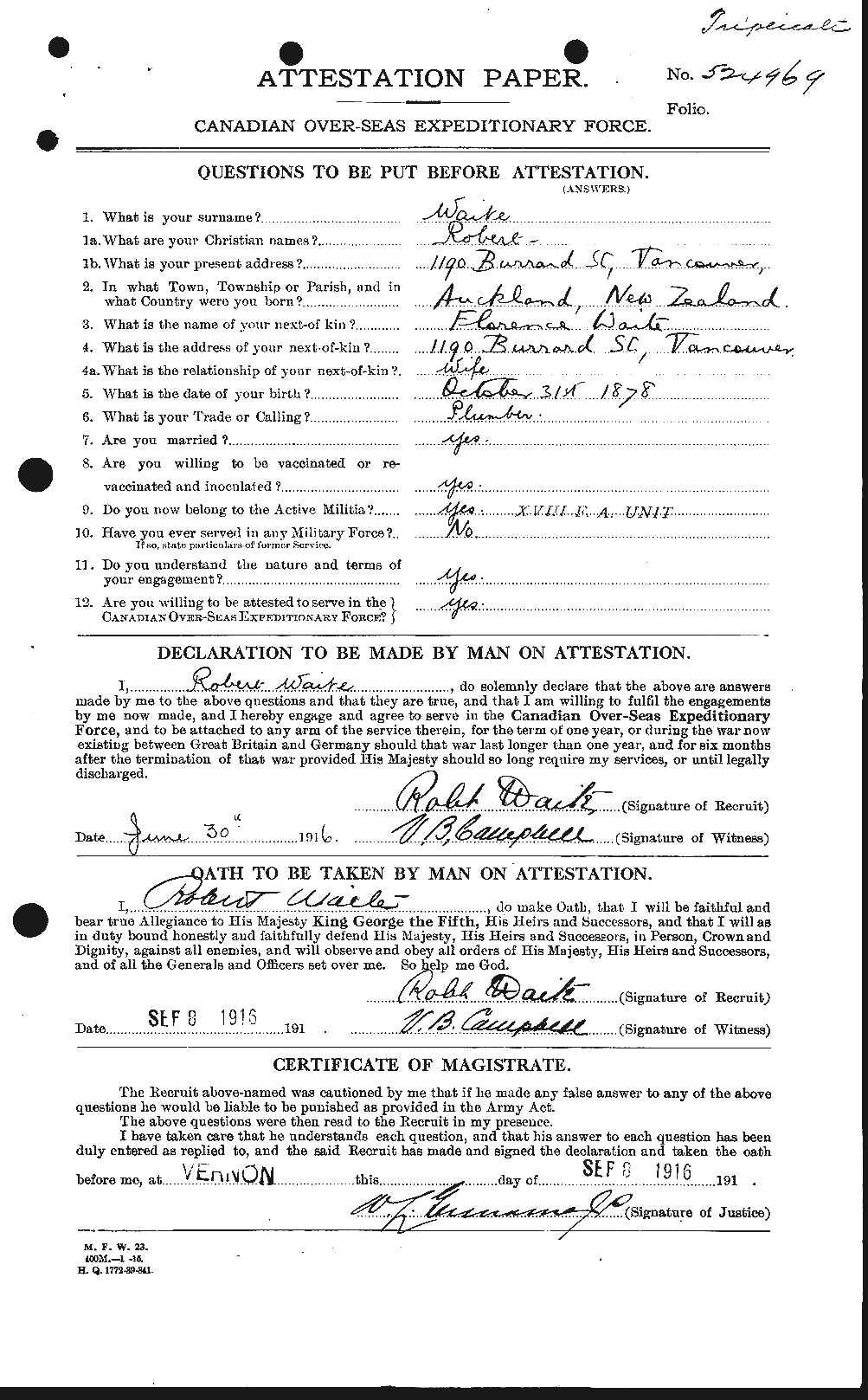 Personnel Records of the First World War - CEF 654298a