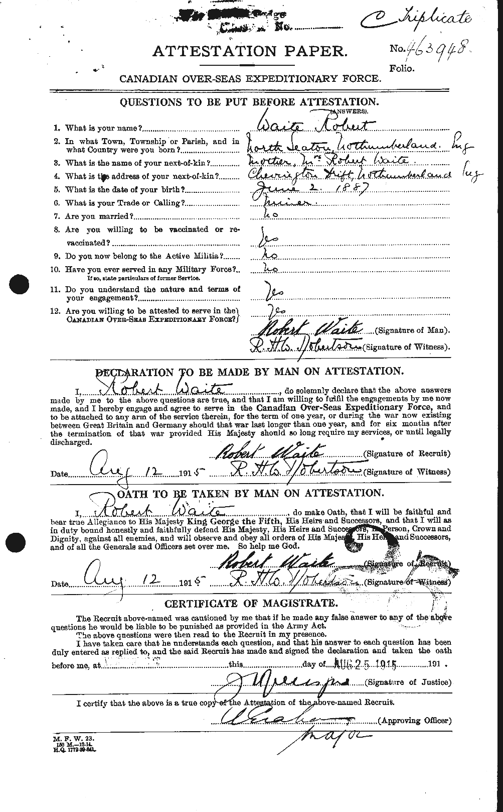 Personnel Records of the First World War - CEF 654299a