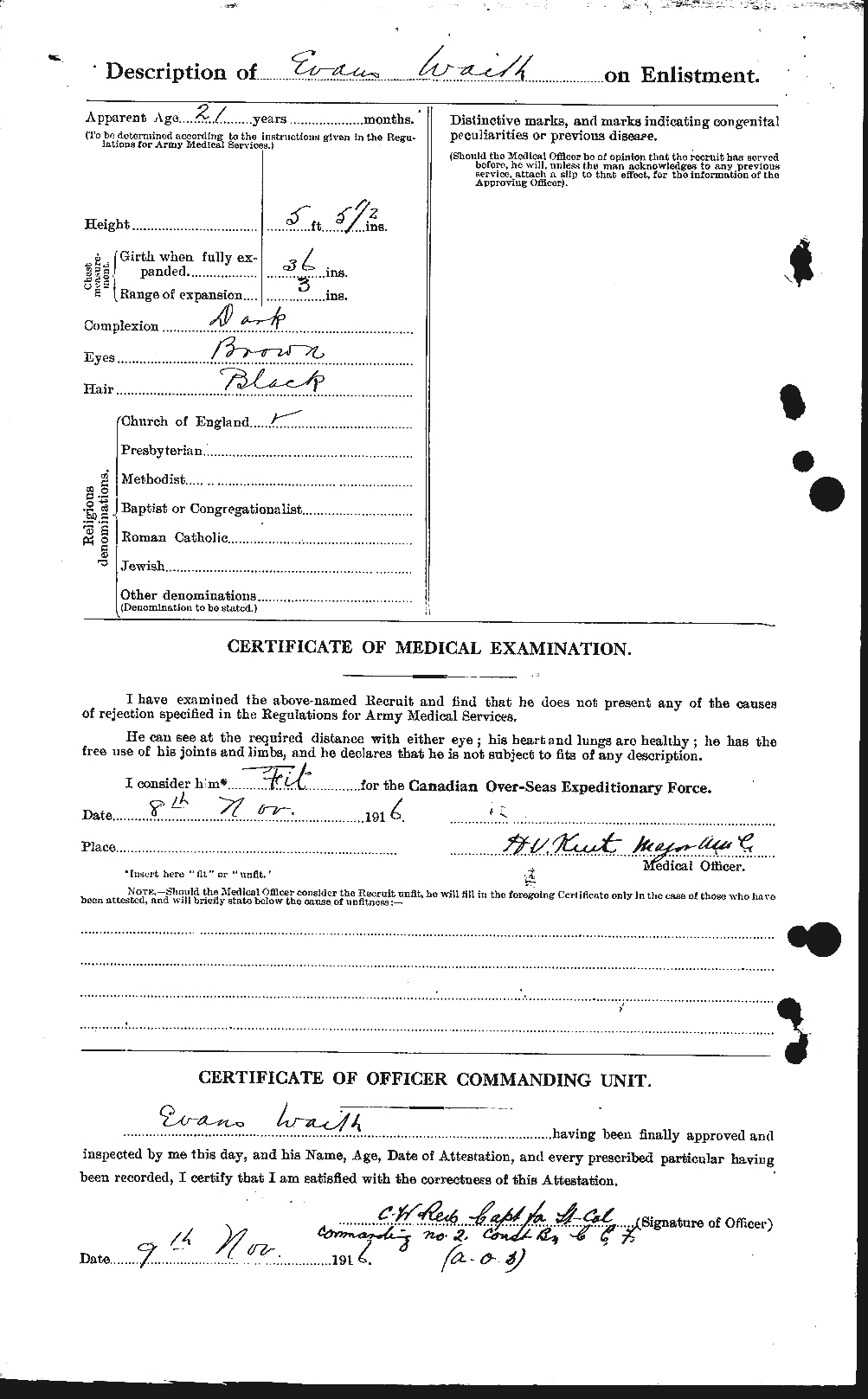 Dossiers du Personnel de la Première Guerre mondiale - CEC 654335b