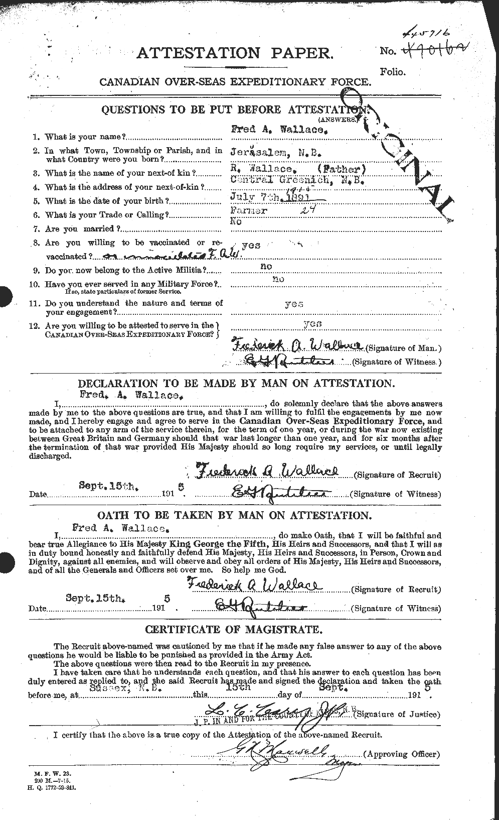 Personnel Records of the First World War - CEF 654427a