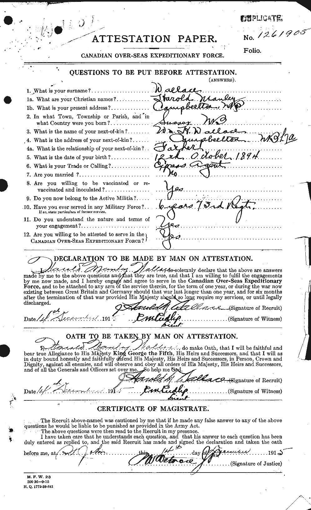 Personnel Records of the First World War - CEF 654475a